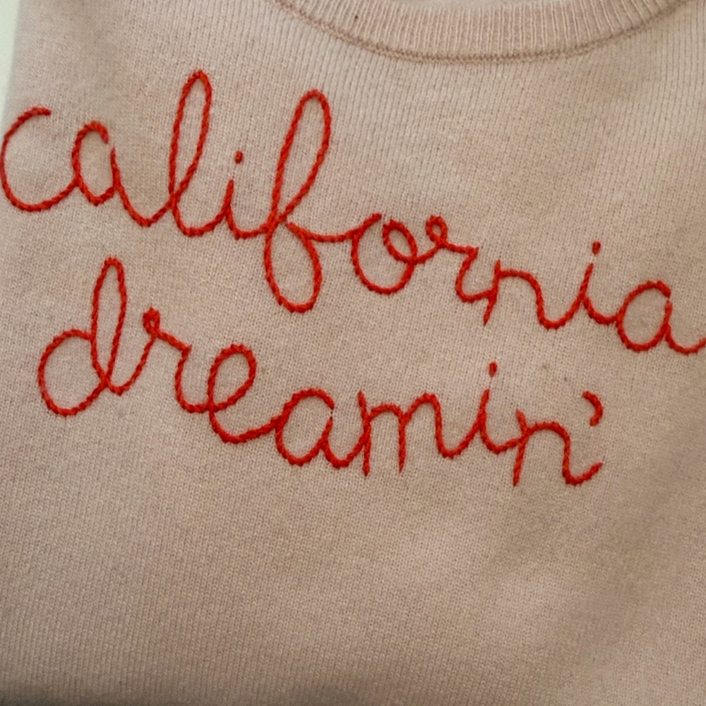 Lingua Franca California Dreamin' Pink Cashmere Crewneck Sweater XS - Picture 2 of 5